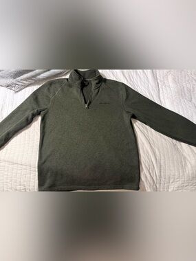 Eddie Bauer Men's quarter-Zip Fleece Pullover - Olive size M
